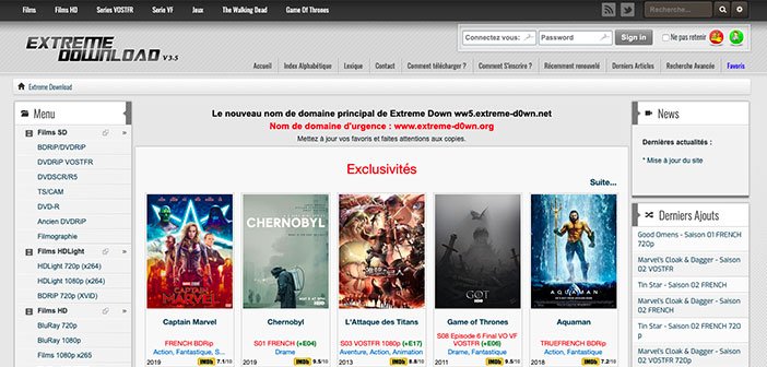 La nouvelle adresse de Extreme Down